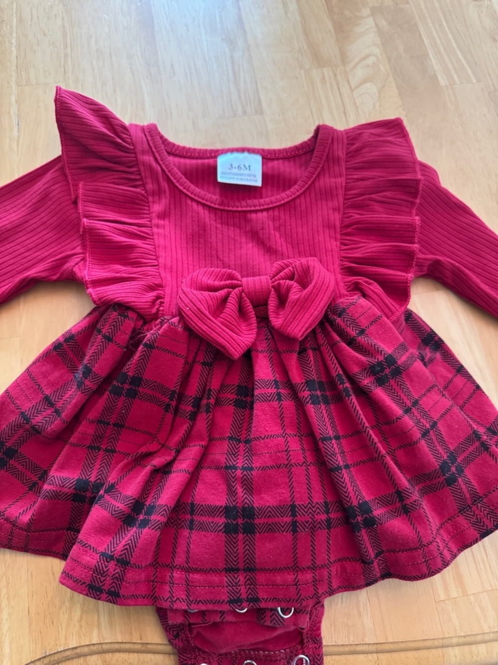 Red Plaid Ruffled Baby Dress with Bow